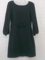 ◇ ◎ anatelier アナトリエ ウール 長袖 ミニ ノーカラー ワンピース サイズ 36 ブラック レディース P  【中古】 【1208300005780】