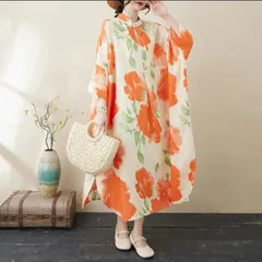 【新品】大きいサイズ　レディースゆったりロングワンピース半袖　花柄薄手夏