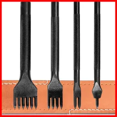 【早発送】 4本セット 菱目打ち丸穴 ポンチセット レザークラフト 革細工 ポンチ 穴あけ間隔 5 目打ち 革 縫い穴 打ち具1２４６歯