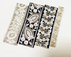 セットC 「特別価格」インド刺繍リボン50cm×4 本セット