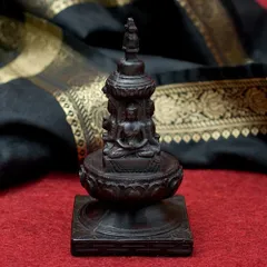 ストゥーパと四面ブッダ像[14.7cm] / レジン　神様 ヒンドゥー教 仏教 置物 仏陀 釈迦 仏像 ゴータマ・シッダ