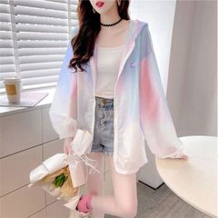 ラッシュガード タイダイ染め UVカット レディース オーバーサイズ デザイン 日焼け防止 アウター 夏 通気性 軽量 おしゃれ ストリートファッション xzzhang300のサムネイル