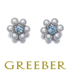 アクアマリン ベビーパール 真珠 2.7-2.9mm フラワー ピアス K14WG #173281