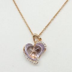 ポンテヴェキオ Ponte Vecchio K18PG アメジスト/ダイヤモンド計0.22ct ハートネックレス★新品仕上げ済美品★