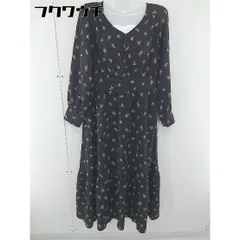 ◇ Simplicite シンプリシテェ 花柄 長袖 ロング ワンピース  ブラック マルチ レディース  【中古】 【1105280013852】