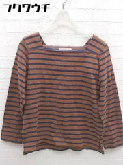 ◇ URBAN RESEARCH スクエアネック ボーダー 長袖 Tシャツ カットソー サイズFREE ブラウン ネイビー レディース 【中古】 【1002802275562】