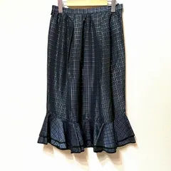 #anc GKITALIYA 伊太利屋 スカート 11 紺系 黒 ゴールド シルバー チェック ラメ マーメイド 美品 レディース [945125]