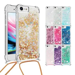 アイフォン 14 プロ マックス スマホカバー iPhone 14 Pro Max ケース 流砂 ストラップ付き キラキラ ラメ 流れ 透明 おしゃれ かわいい スパンコール グリッター 耐衝撃 ソフト