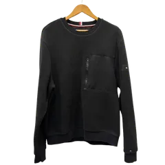 トミーフィルフィガー TOMMY HILFIGER POLARTEC ZIP UP POCKET CREW NECK FLEECE ポーラテック ジップアップ クルーネック フリース S ブラック