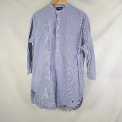 GYMPHLEX ジムフレックス シャツワンピース ストライプ柄 青系 ロングワンピース ワンポイント 長袖 薄手