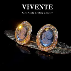 イヤリング クリスタル ゴールド レトロ ニッチ カメオファセット グリッターwada34