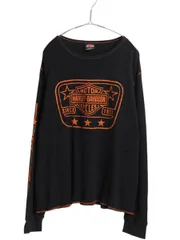 【お得なクーポン配布中!】 00s USA製 ハーレー ダビットソン 4面 プリント サーマル 長袖 Tシャツ メンズ L オールド オフィシャル ロンT ワッフル コットン ブラック