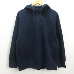 G■ユニクロ/UNIQLO＋J ドライスウェットハーフジップパーカ/341-437821【L】紺/men's/16【中古】■
