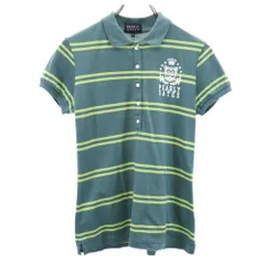 パーリーゲイツ ボーダー 半袖 ポロシャツ 1 グリーン系 PEARLY GATES 鹿の子 レディース 古着 【240413】