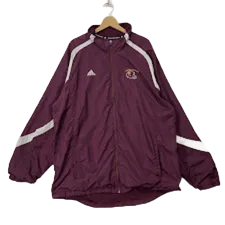 adidas/アディダス カレッジ ナイロンジャケット ミシガン大学 スリーライン ライトアウター ドローコード ワンポイント刺繡 オーバーサイズ ビックシルエット インドネシア製 メンズ 2XL パープルレッド