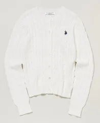 U S POLO ASSN ポロ アッセン ケーブルニットカーディガン 白