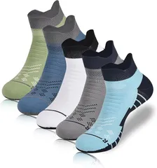 Kozy More ランニングソックス メンズ キッズ スポーツ 靴下 厚手 マラソン ジョギング ウォーキング 衝撃吸収 吸汗 速乾 通気性 抗菌 防臭(01.5色セット(メンズ),  26.5-28.0 cm)