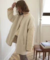 夢展望公式 [新品未使用] ボア×キルトリバーシブルシ [ベージュ] 他カラー別ページ有 rectangle ジャケット・ブルゾン ダウン・中綿 531813-02