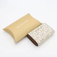 箱付 マイケルコース ホワイト×ブラウン レディース折財布 2000000 NSK INU