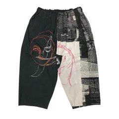 【城東76-003】22SS Yohji Yamamoto pour homme ヨウジヤマモト YUUKA ASAKURA LINEN NEWSPAPER PRINT TWO TONE PANTS ニュースペーパープリント ツートーンパンツのサムネイル