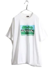 【お得なクーポン配布中!】 90s USA製 ウシ アート イラスト プリントTシャツ 2XL 白 アニマル
