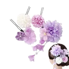 【人気商品】袴 振袖 髪飾り 髪飾り 卒業式 着物 和装 和装 成人式 浴衣 結婚式 浴衣 七五三 ヘアクリップ パーティー 菊 謝恩会 Uピン お正月 ヘアピン 花火大会 タッセル 花 花 ドライフラワー 飾り 髪留め レディース ヘアアクセサリー 4点セッ