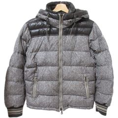 良品 MONCLER モンクレール EUSEBE ユーセーブ ヘリンボーンプリント ダブルジップ ダウンジャケット サイズ1 グレー メンズ 古着 中古 USED