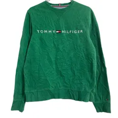 TOMMY HILFIGER ロゴスウェット トレーナー M グリーン トミーヒルフィガー 刺繍 プルオーバー 裏起毛 古着卸 アメリカ仕入 a702-6469のサムネイル
