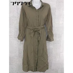 ◇ ◎ H/standard Mayumi Sada リボン付き コラボ 長袖 ロング ワンピース サイズM カーキ系 レディース 【中古】 【1002798452480】