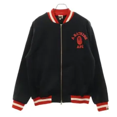 A BATHING APE (アベイシングエイプ) ロゴプリント ジップアップ トラックジャケット ブラック/レッドのサムネイル