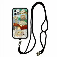 [iPhone15 Pro] iPhoneSE 第3世代 / 第2世代 スマホショルダー付 i-coronケース iPhone15 iPhone14 iPhone13 12 11 スマホケース カバー 肩掛け 斜め掛け アニマル柄 マヌルネコの山