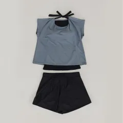 ☆ スモークブルー ☆ L ☆ 水着 レディース 体型カバー 水着 体型カバー 半袖 ラッシュガード セパレート スイムウェア ショートパンツ 女性 女子 シンプル バックリボン おしゃれ オシャレ 通気性 トップス かわいい 可愛い 紫外線対策 ジム 水泳