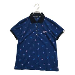 中古 レディース パーリーゲイツ PEARLY GATES 半袖ポロシャツ 1(M) ネイビー系 グラデーションヤシ柄