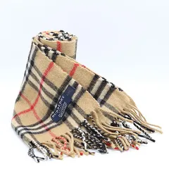 美品 バーバリー マフラー ブラウン チェック柄 カシミア100％ メンズ/レディース 2000000 SGN NSK