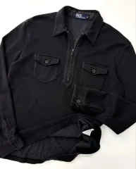 Polo ポロ Ralph Lauren(ラルフローレン) 90s ツーポケット 黒 ハーフジップアップ