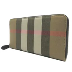 【新品】バーバリー 財布 長財布 BURBERRYLONDON コットン レザー チェック柄 アコーディオン ラウンド ジップ アラウンド 8084560 TAUPE BROWN (トープブラウン) アウトレット レディース 送料無料