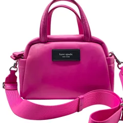 極美品 kate spade ケイトスペード 2WAY パフドレザー サッチェルバッグ 斜め掛け カーフスキン ピンク