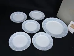 ■新品■未使用■ Noritake ノリタケ パーティーセット プレート お皿 食器 6点セット ホワイト系×ブルー系 CA7531