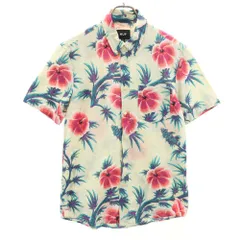 ハフ 総柄 半袖 ボタンダウンシャツ S グレー系 HUF メンズ 古着 【240325】