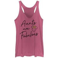 【送料無料】 ディズニー レディース Tシャツ トップス Disney's Mickey Mouse Aunts Are Fabulous Leopard Bow Juniors' Racerback Tank Top Pink Heather