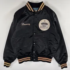 80年代 deerfoot ネイビー スタジャン アメリカ製 ビンテージ 一点物/USA製/60's/袖レザー/レタード/スタジャン/緑【44