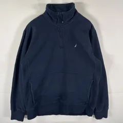 古着 ノーティカ NAUTICA スウェット ハーフジップ トレーナー プルオーバー ワンポイントロゴ刺繍 L  ネイビー メンズ