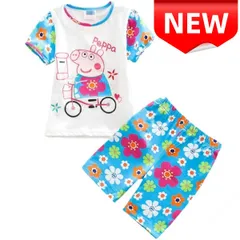 ⭐新品⭐ペッパピッグ キッズパジャマ 上下セット 半袖 フラワー柄 子供服 女の子 夏用 綿素材 100 110 120 130cm サイズ豊富 可愛い キャラクター パジャマ コットン 半袖パジャマ 春夏秋 ルームウェア 部屋着 寝間着 贈り物 プレゼント