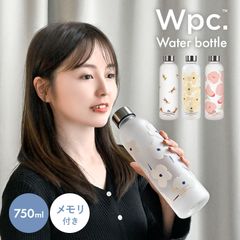 水筒 ウォーターボトル wpc クリアボトル ドリンクボトル 目盛り付き 直飲み 750ml 透明 ボトル おしゃれ かわいい 軽量 大容量 プラスチック 常温 水分補給 花柄 ジム オフィス 健康的 マイボトル 大人