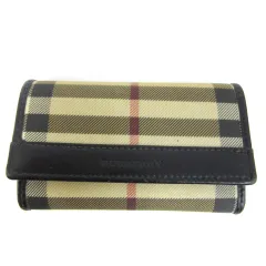 バーバリー ロンドン BURBERRY LONDON キーケース ノバチェック 2連 PVC レザー 革 ロゴ ブラック 黒 ベージュ /YM5のサムネイル