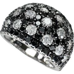 ★★最終特価品 13号 ダイヤモンド/ブラックダイヤモンド 計2.85ct リング・指輪 K18WGホワイトゴールド 18金  7.6g レディース 【中古】【真子質店】【NN】