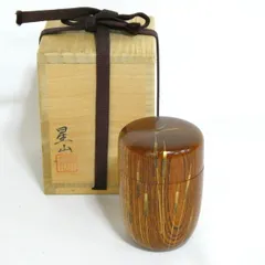 茶道具　白峰作　黒漆　螺鈿装飾　蔦時絵　篭棗　共箱　V　R4919 茶道具 白峰作 黒漆 螺鈿装飾 蔦時絵 篭棗 共箱 V R4919