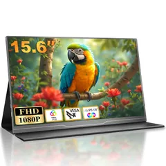 モバイルモニター 15.6インチ ディスプレイ ポータブルモニター ゲームモニター1080P ゲーミングモニター スイッチ用 1920x1080 FHD モニター 持ち運び IPSパネル 薄型 軽量 スピーカー内蔵 標準HD/USB-A/Type-C/miniのサムネイル