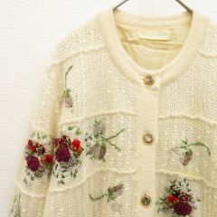 ATELIER SAGAN カーディガン ATELIER SAGAN アトリエサガン ニットカーディガン ロング 花モチーフ