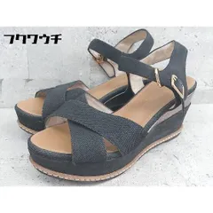 ◇ ORiental Traffic アンクルストラップ ウェッジソール ヒール サンダル サイズS ブラック レディース 【中古】 【1002801490218】